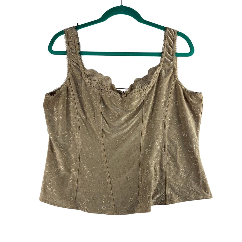 Arianne Camisole Corset Camisole Women's 3X Beige Brocade Knit Coquette Y2K READ